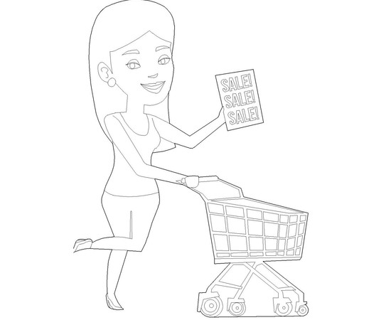 Figur "Frau mit Einkaufswagen"
